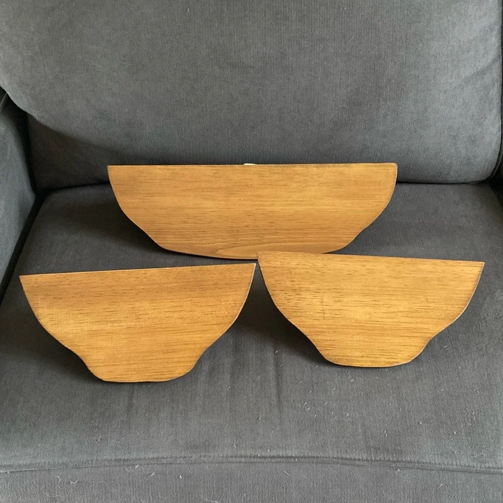 Wood Floating Wall Shelves - Set of 3